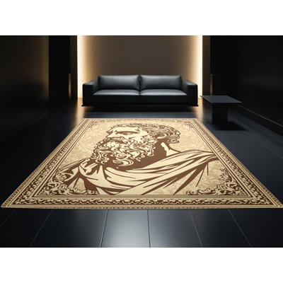 Tapis damassé beige classique Orvalle