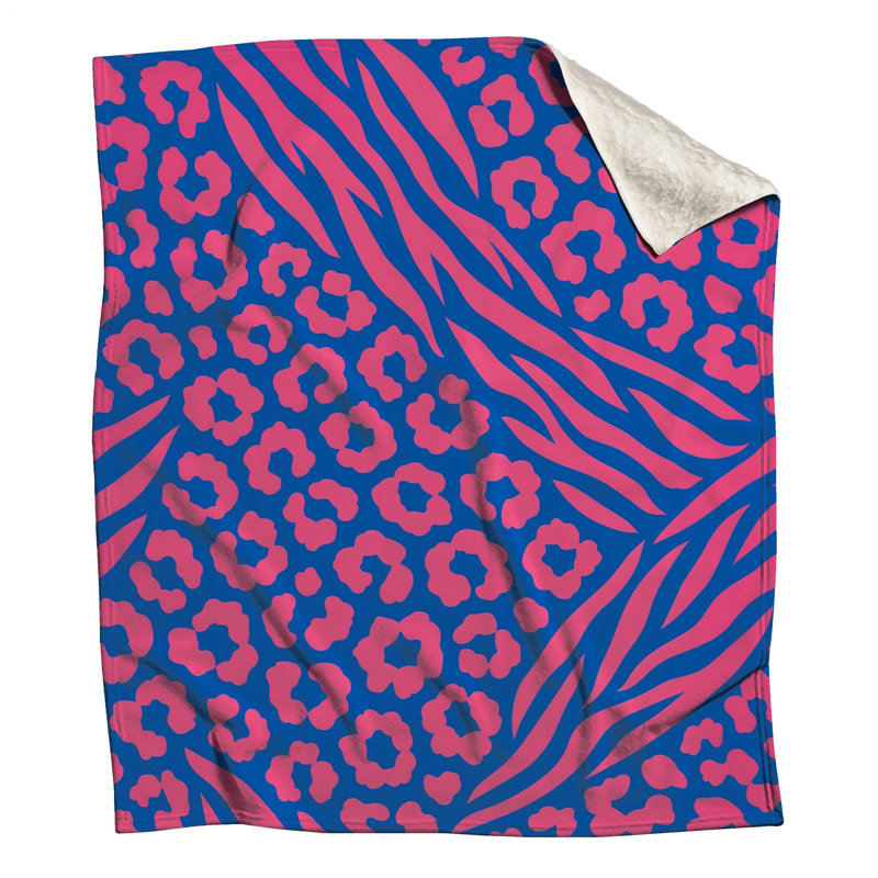 Couvertures à imprimé animal rose et bleu, 60in W x 80in H