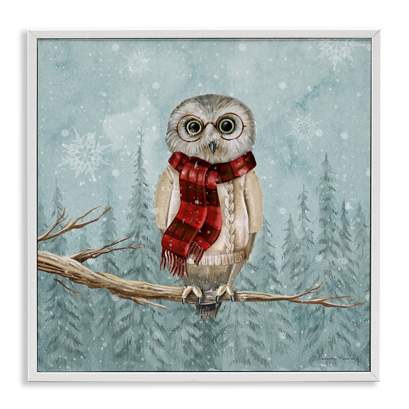 Hibou des bois d'hiver, estampe numérique, conception de Danielle Murray, H 24 po x l 24 po