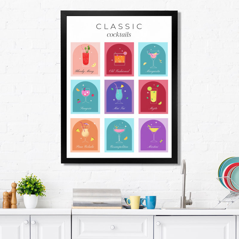 Art mural classique - Cocktail classique, Cadre photo noir simple, H 20 po x l 12 po