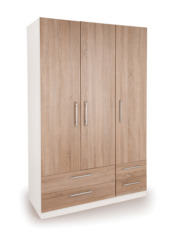 Esher 3 Door Manufactured Wood Wardrobe, White/Oak