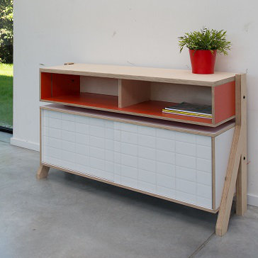 Derrall 115cm Sideboard, White/Foxy Orange and Orange