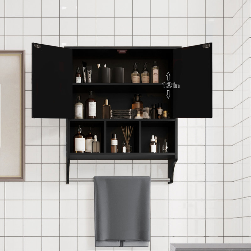 Armoire de salle de bain pour médicaments et articles de toilette - noir, P 27,3 po x l 23,17 po, H 7,99 po, rangement optimal noir