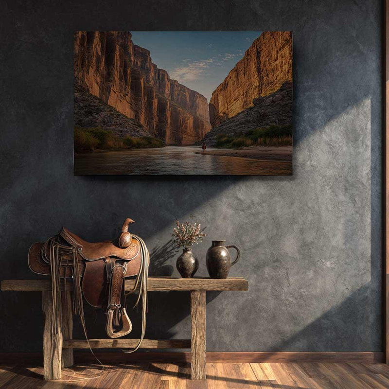 Impression sur toile Big Bend Canyon - Coucher de soleil au Texas, Rio Grande, décoration intérieure, H 12 po x l 18 po