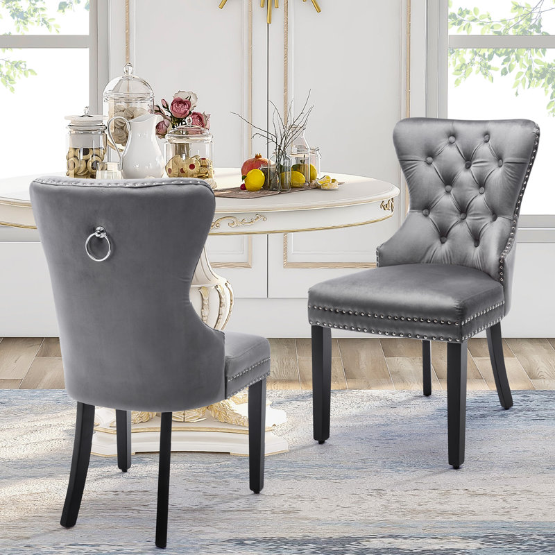 Chevalier 50cm H Tufted Velvet Upholstered Wing Back Side Chair