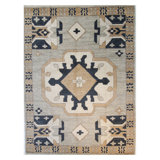 Oriental Area Rug in Ivory/Navy/Orange