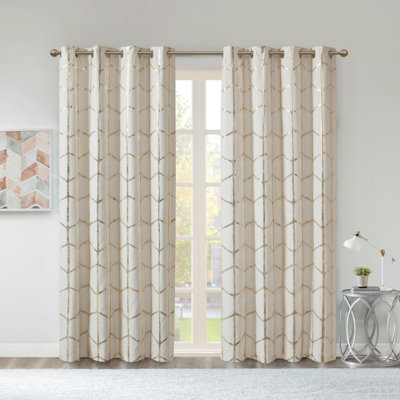 Total Blackout Metallic Print Grommet Top Curtain Panel(Only 1 Pc Panel)