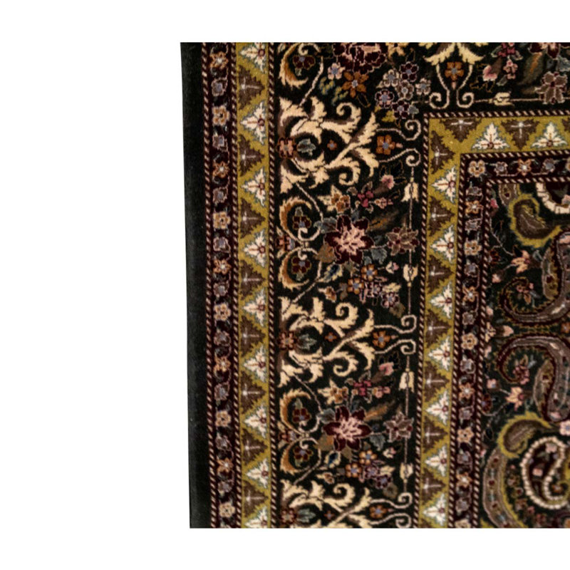 Wool Oriental Area Rug in Dark Green