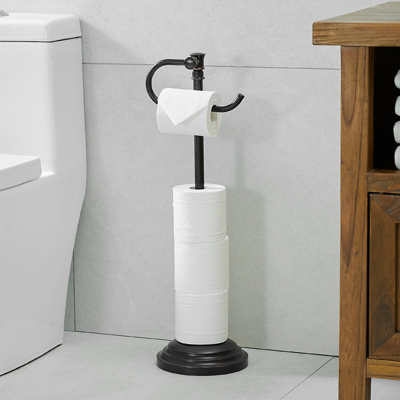 Bathroom Free Standing Toilet Paper Holder with Weighted Base, Oil Rubbed Bronze