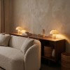 Lampe de table en grès avec détails en fer et silhouette de champignon