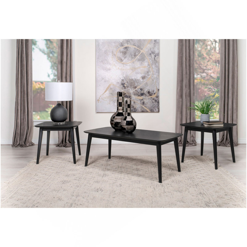 Bivens Black 3-Piece Rectangular Coffee Table Set