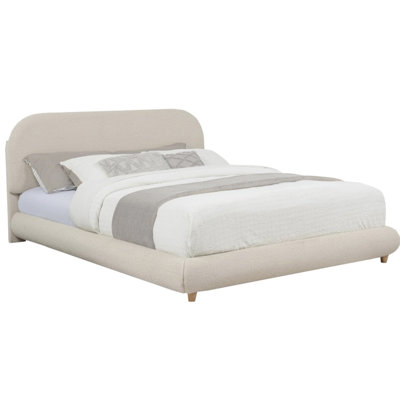Lit plateforme contemporain à profil bas avec revêtement en molleton doux, grand, inclus et quincaillerie, pour la décoration de la chambre