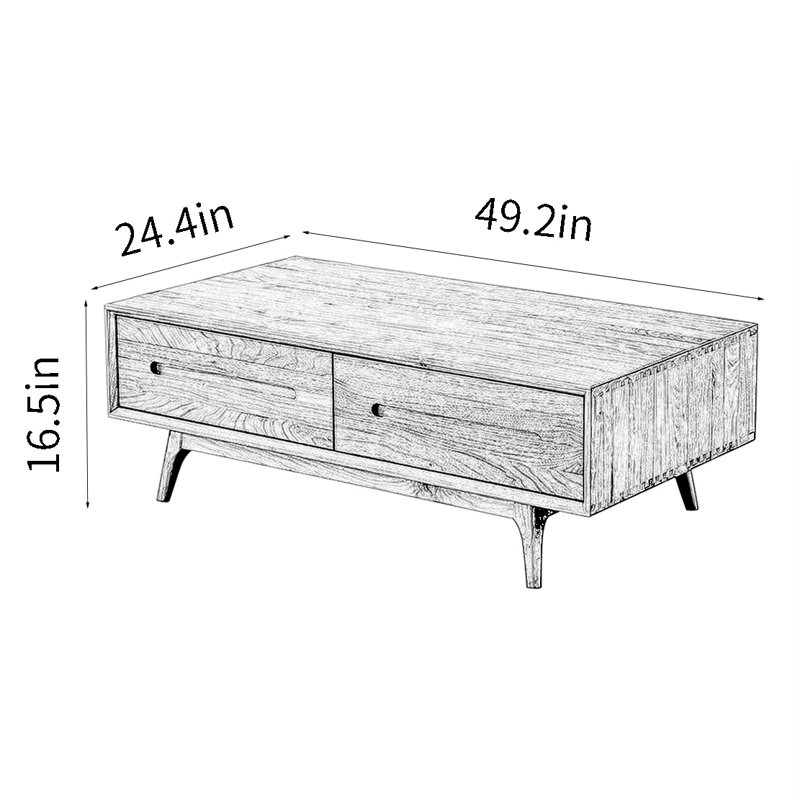Table de bout en noyer noir, H 16,5 po x L 49,2 po x l 24,4 po