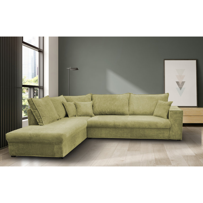Alova 4 Seater Corner Sofa, Green, Left-hand corner sofa