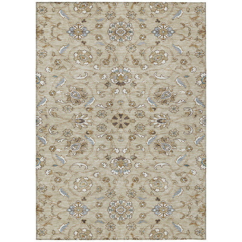 Irene Beige Washable Indoor-Outdoor Rug - , 8' x 10'