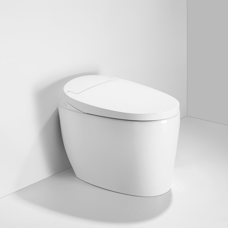 15-2/5'' H Floor Mount Smart White Toilet With Tankless And Quiet-Closed Heated Seat