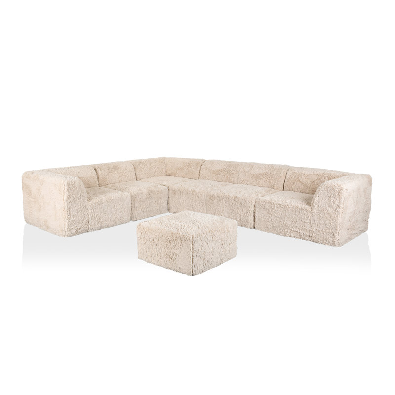 Canapé modulaire compressé 7 pièces Nola, Beige