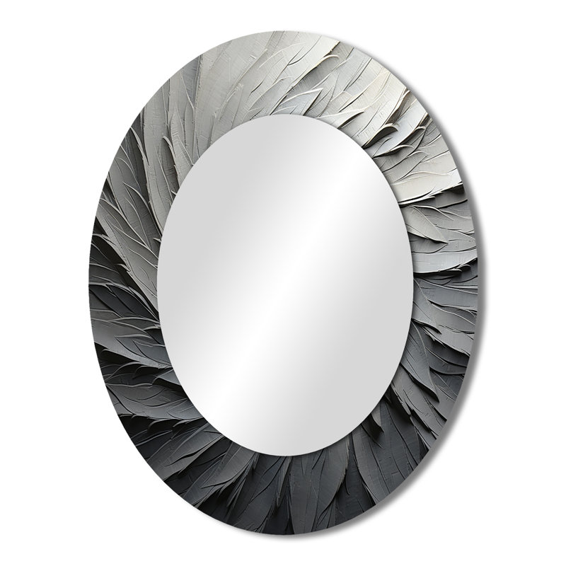 Miroir mural gris moderne beige et méditatif II, 43 po x 33 po