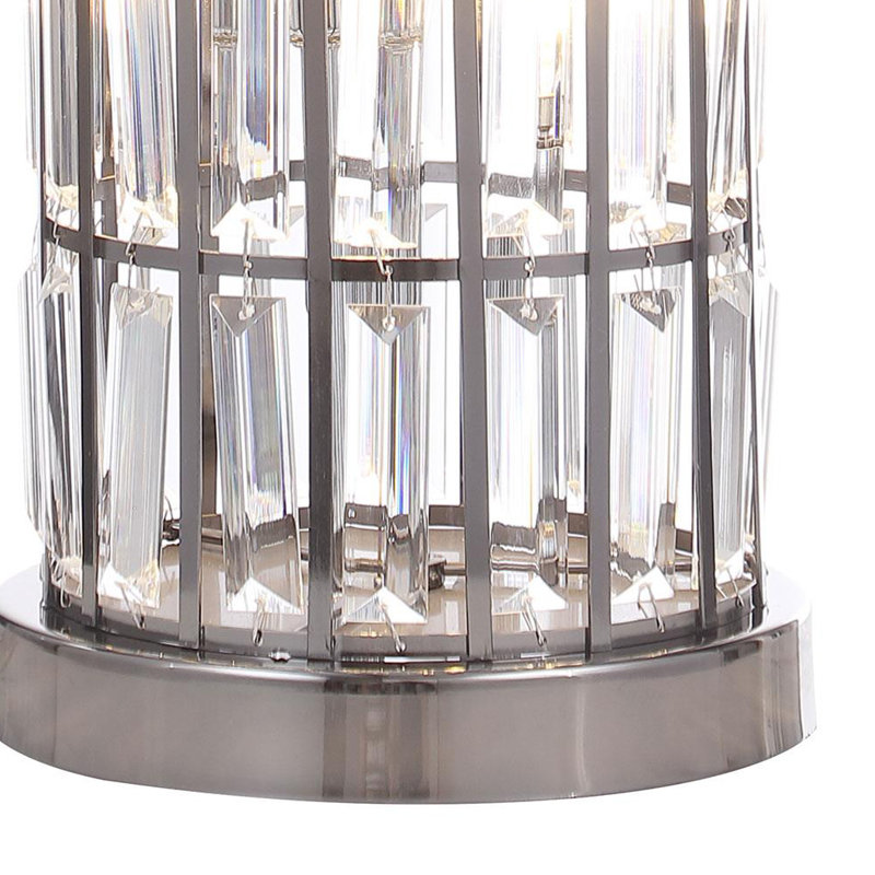 Wanda 20-Inch Crystal Shade Bedside Table Lamp, Black