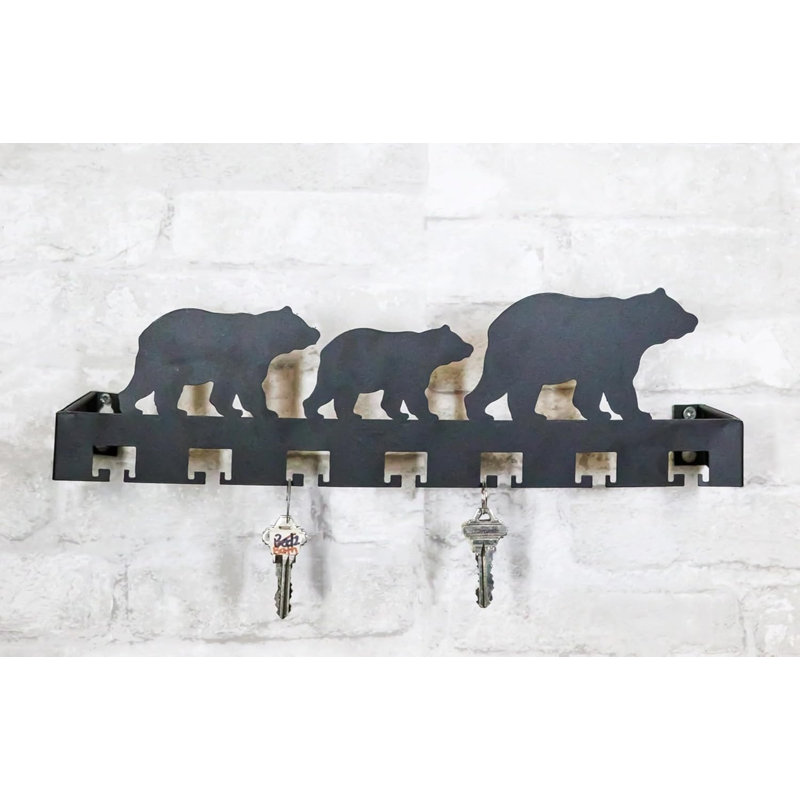 Plaque décorative murale crochets rustiques Western Black Bear Family