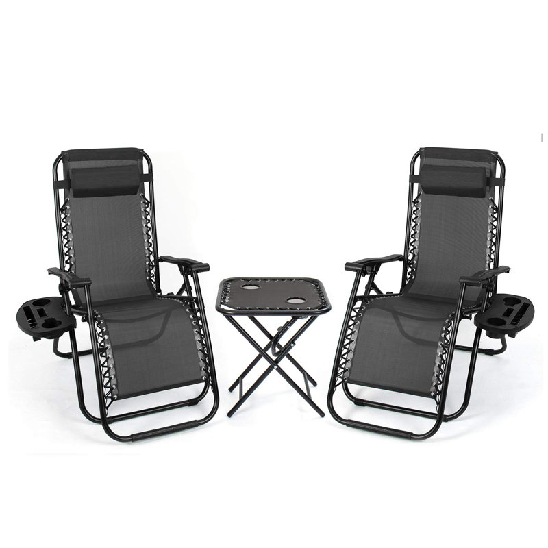 Fauteuil inclinable / pliable avec coussin Gavyn, Noir