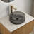 14'' Bathroom Round Crystal Glass Sink Without Faucet, Transparent Black-125222446