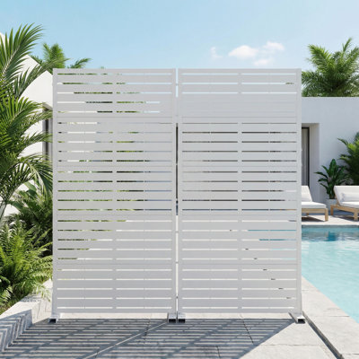 Metal Privacy Metal Screen Fence Panel Set of 2