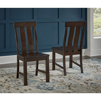 Hagop Solid Wood Slat Back Side Chair in Brown
