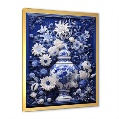 Bleu et blanc Boho plante poterie V - décoration murale bohème poterie
