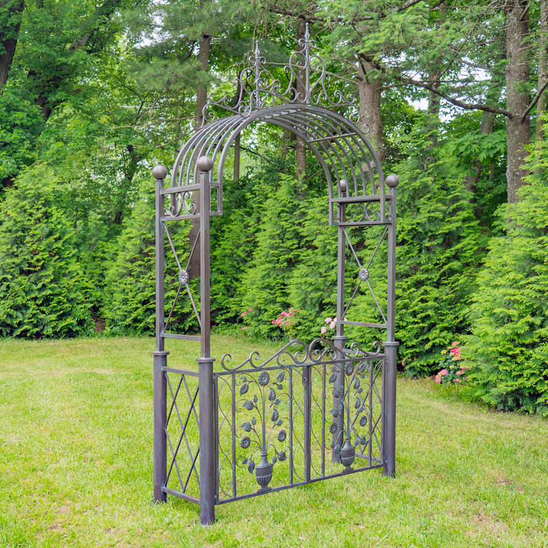 Barrière de jardin 10,5 pi avec ornements floraux «Copenhagen 1843», Blanc