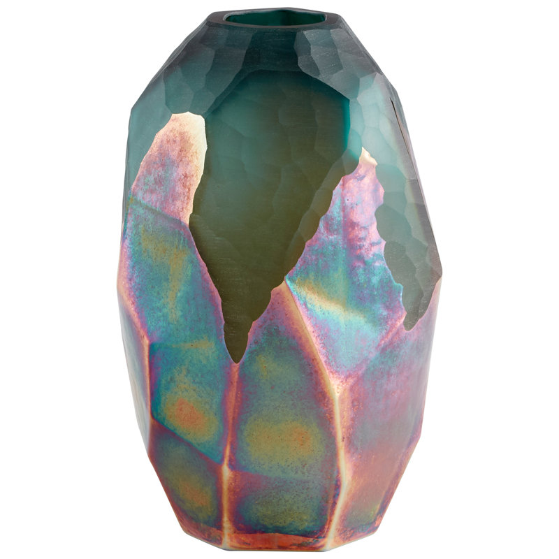 Roca Verde Glass Table Vase, 11" H x 6.25" W x 6.25" D