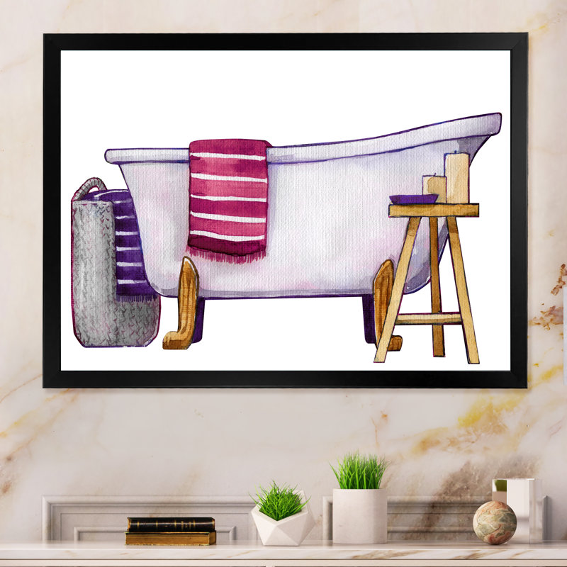 «Natural Bathroom Decor IV», reproduction sur toile encadrée, Cadre noir, H 8 po x l 12 po x P 1 po