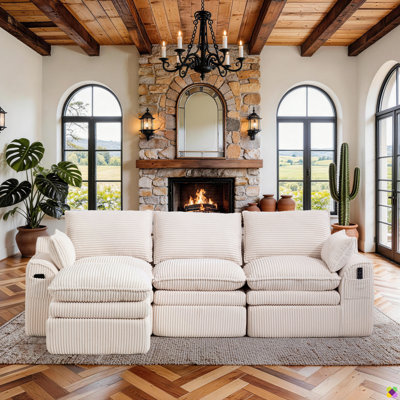 Simonsen 103.54"W Cloud Compression Boneless Modular LAF RAF Sectional Couch with 1 Ottoman,No Assembly Required