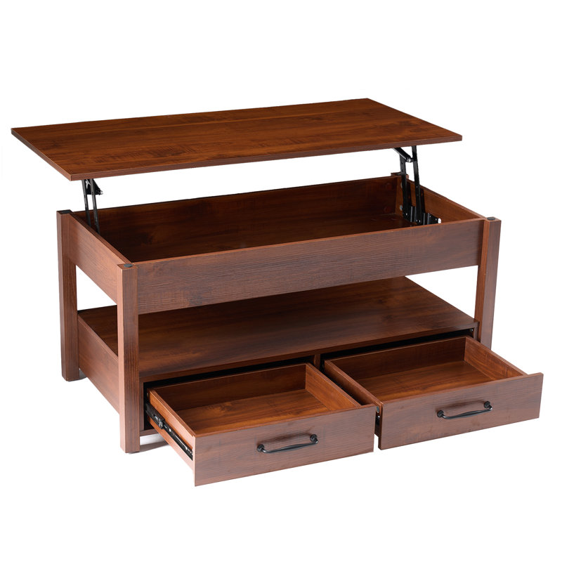 Ebern Designs Lift Top Coffee Table with Drawers and Hidden Compartment ...