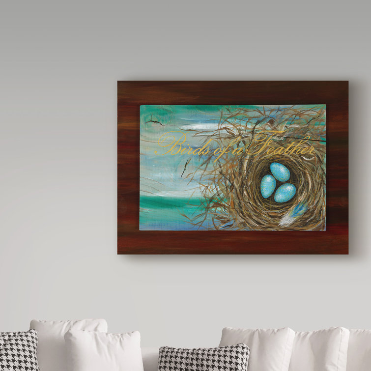 'Birds Of A Feather Blue' Acrylic Painting Print on Wrapped Canvas