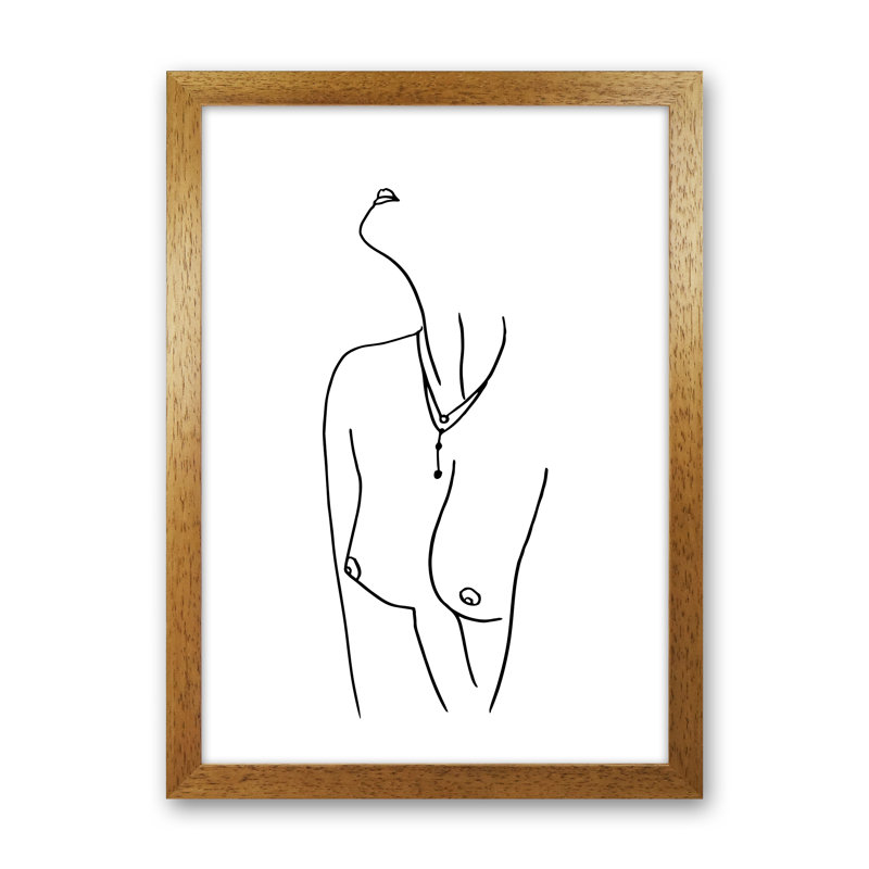 Female Necklace Lineart - Print, Wrapped Canvas, 84.1cm H x 59.4cm W x 4cm D