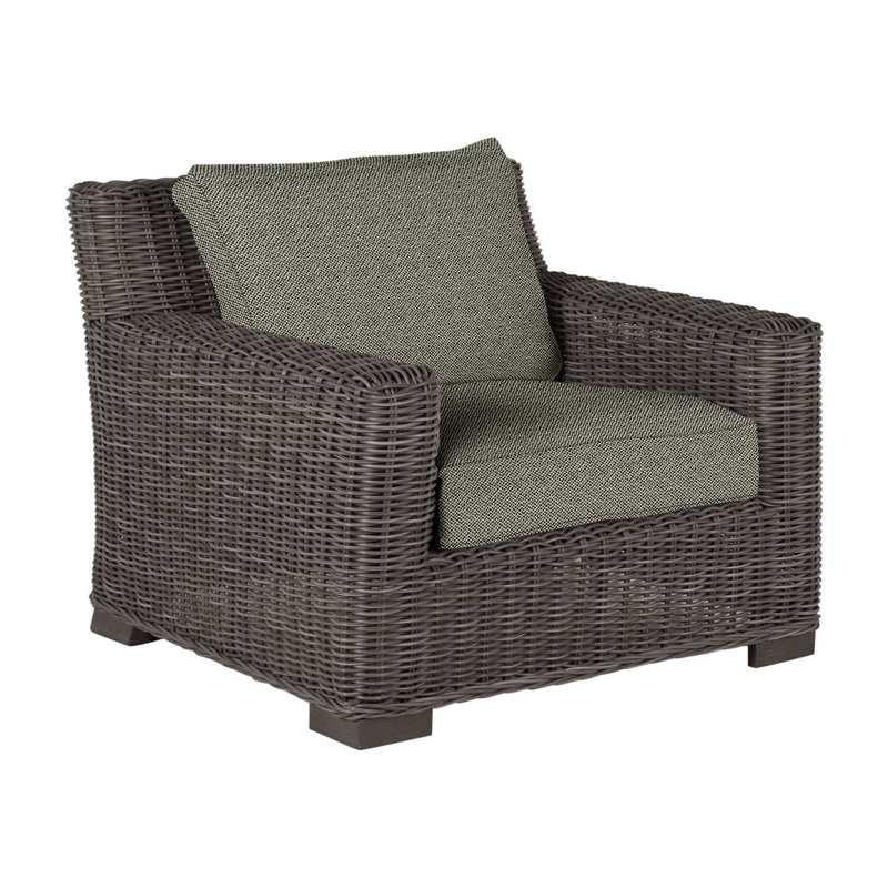 Rustic Woven Lounge Chair, Intermix Bark, Black Walnut, No Welt
