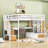 Full Wood Loft Bed With Desk, Shelves, And 2 Drawer Storage Staircase-1742344195