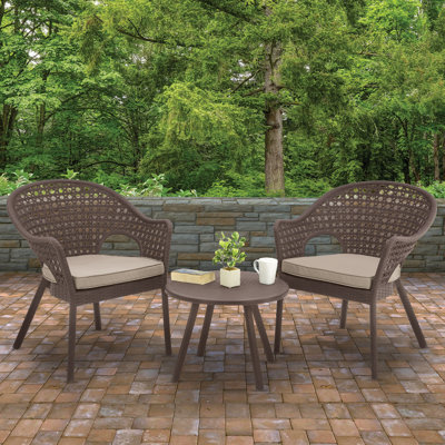 Printiss Premium All-Weather Wicker 2 - Person Patio Conversation Sets with Cushions