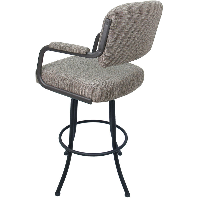 Joshua Swivel Bar Stool, Extra Tall (34" Seat Height), Gray, Tan Polyester blend