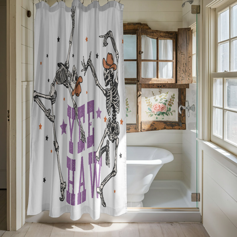 Rideau de douche 1 pièce Halloween Yeehaw Fun, H 74 po x l 71 po