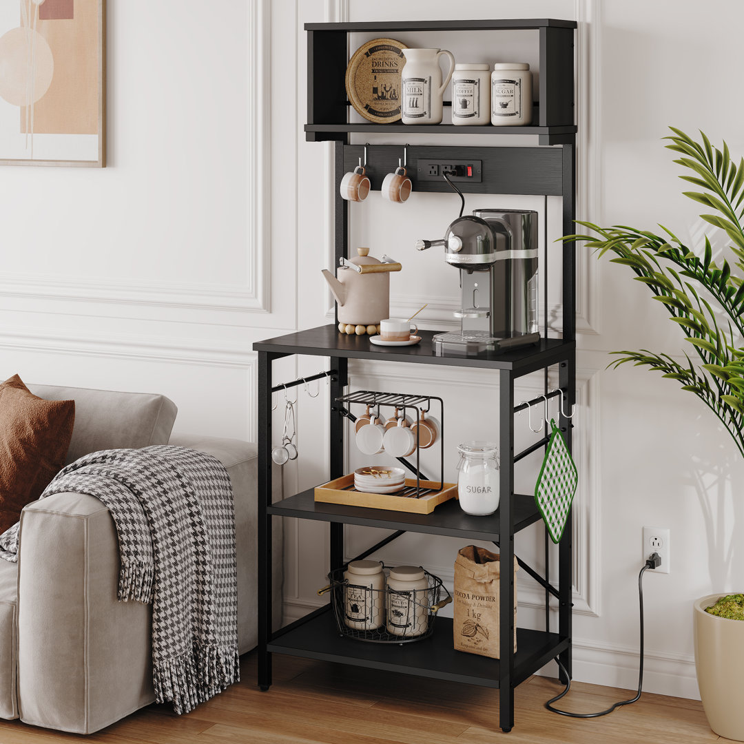 Bulut 23.62'' Kitchen Baker's Rack with Power Outlet, Microwave Oven Stand 5 Tiers Lark Manor™ 