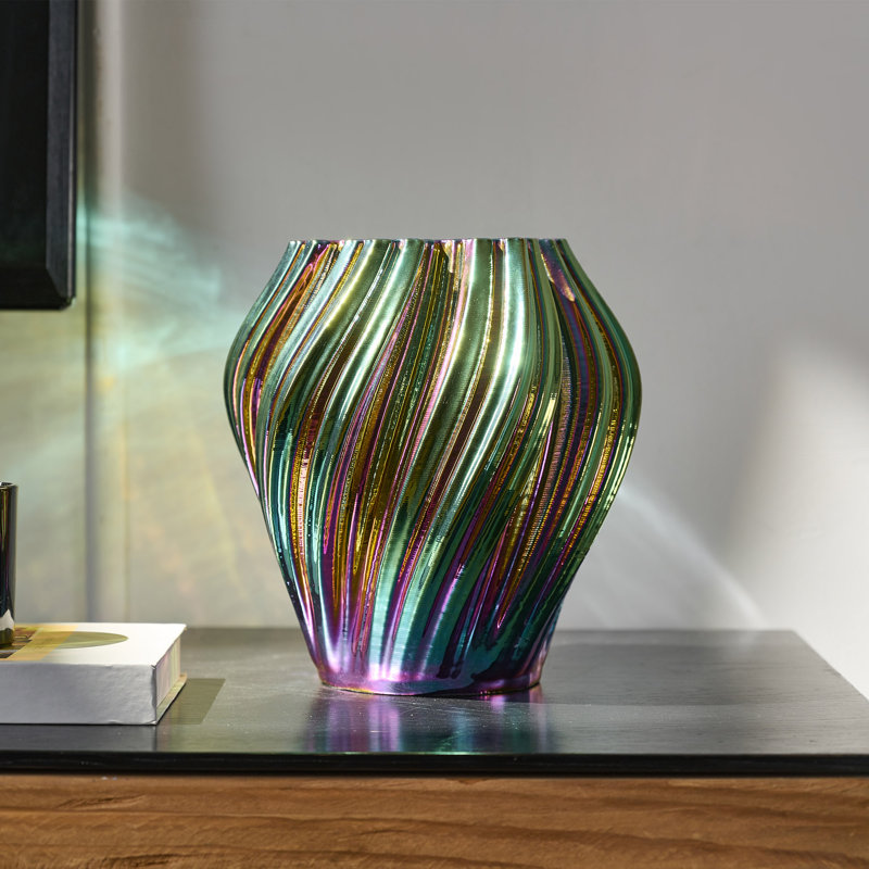Electroplated Ceramic Table Vase, Aurora Shine Decorative Vase, Iridescent Flower Vase