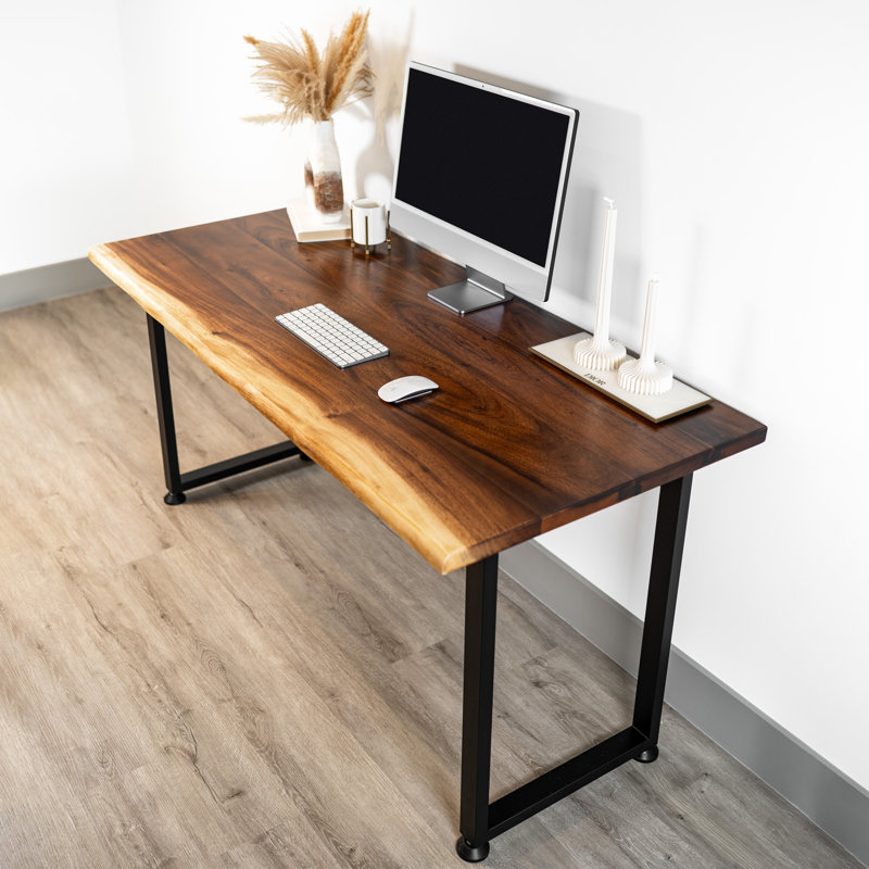 Solid Walnut Live Edge Desk With Metal U Legs, 29.3" H x 48" W x 27" D