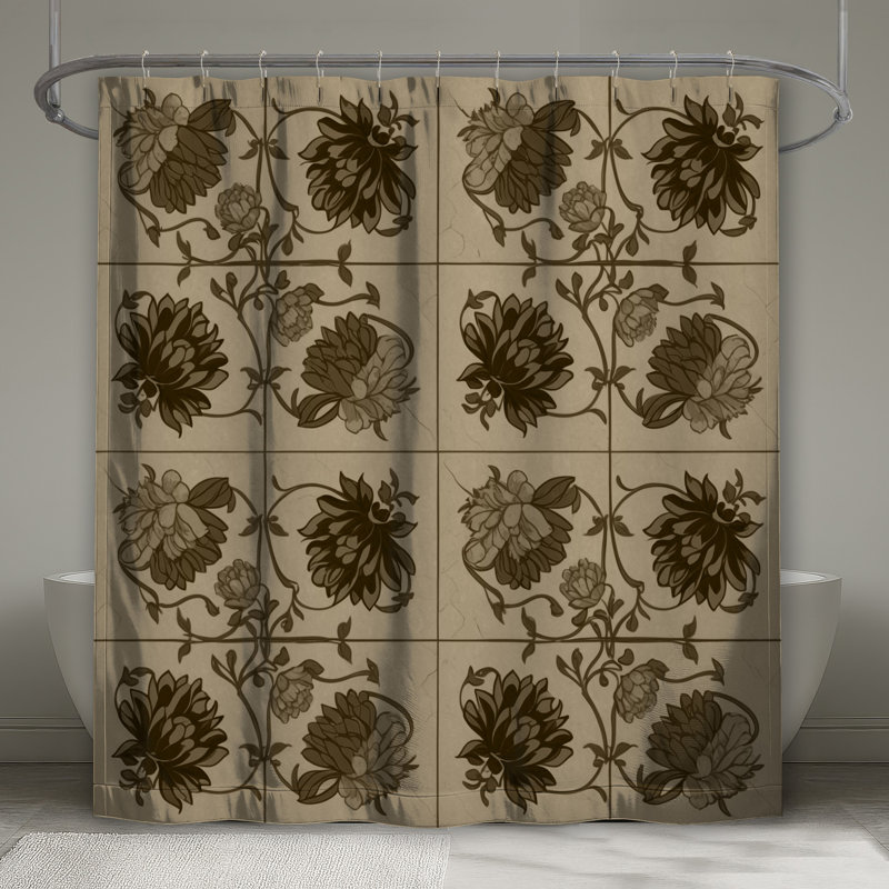 Rideaux de douche à motif floral, L 70 po x H 93 po