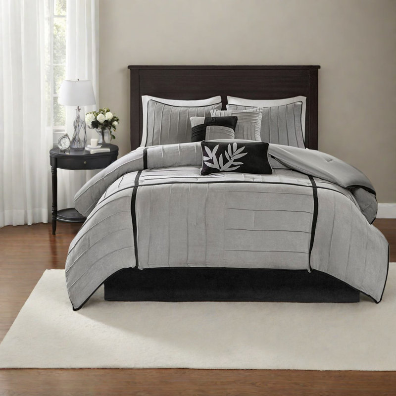 Soft Microsuede Bedding Sets, Grey Polyester Queen, Casual Chic For Home