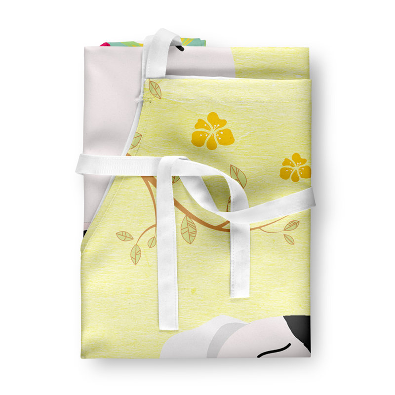 Tablier œufs de pâques, Jaune / Blanc, Boxer cuivré