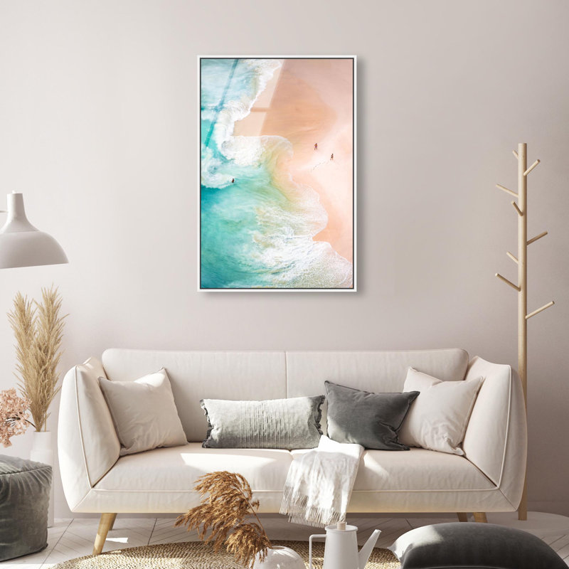 Oliver Gal Nusa Penida Coastal - Framed Acrylic Glass Wall Art, 24" H x 16" W, White