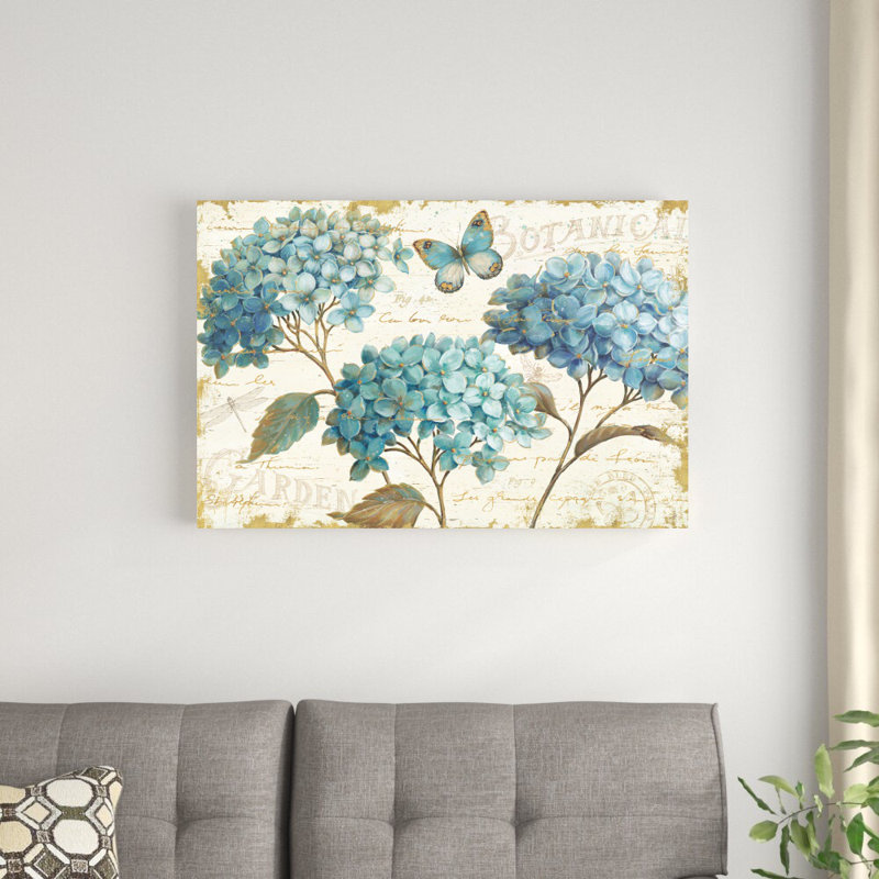 «Blue Garden I» par Daphne Brissonnet, reproduction d'art sur toile tendue, H 24 po x l 36 po, Toile tendue, Non