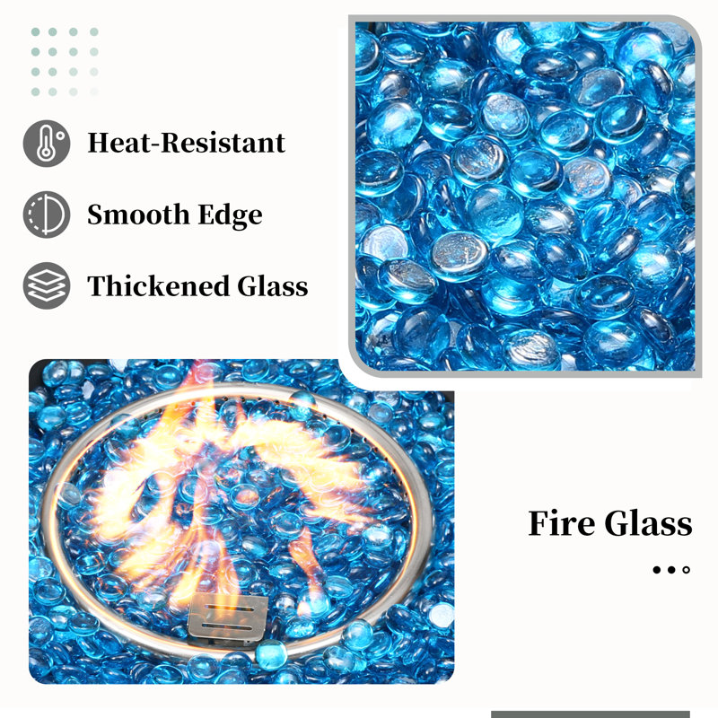 0.79"/11 Lb. Round Reflective Fire Pit Fire Glass, Blue